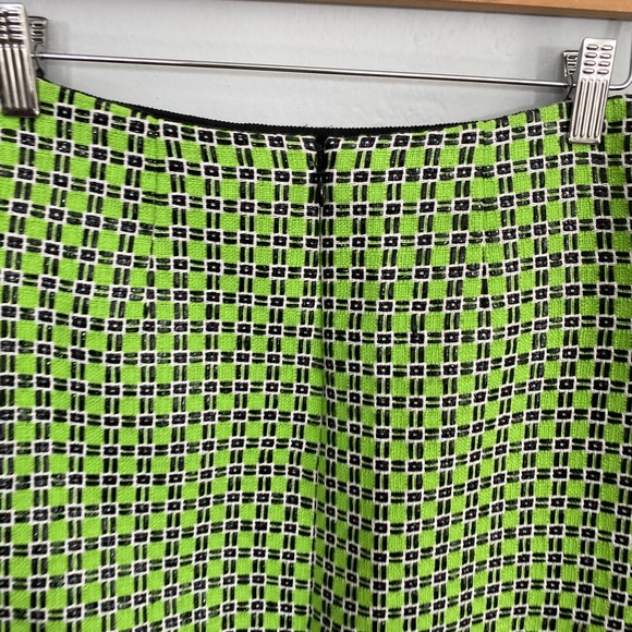 Carven Knit Pencil Skirt Women Size 36 Kiwi Green Black Textured - Picture 10 of 12